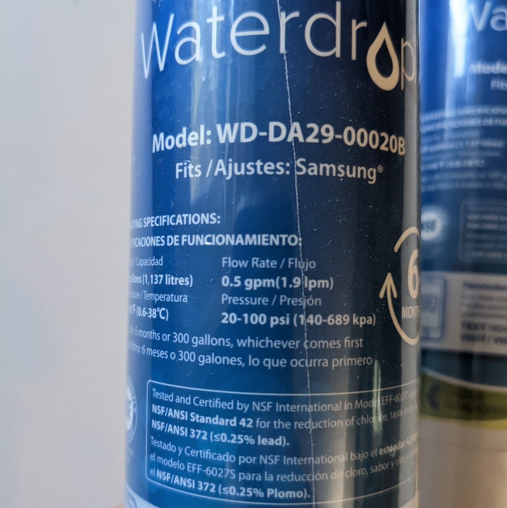 Two New Waterdrop DA29-00020B Refrigerator Water Filter, Replacement  - Picture 4 of 7